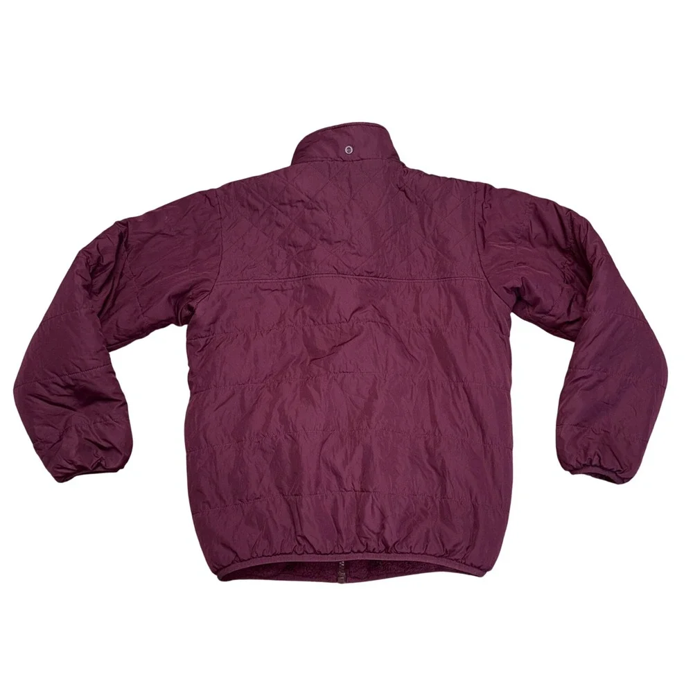 Patagonia Reversible Jacket Kids M 10 Burgundy Excellent Fleece Quilted Shell